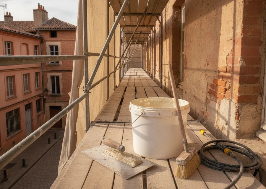 Ravalement de façade d’une maison à Toulouse — illustration